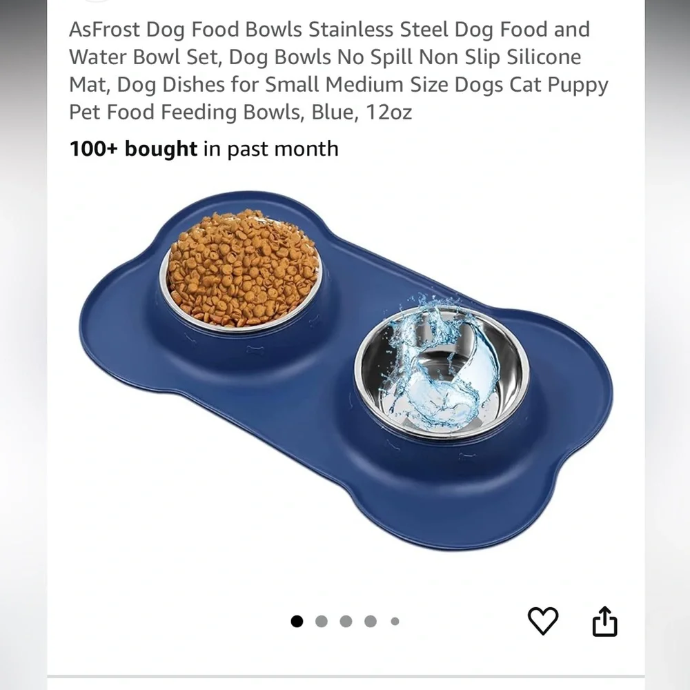 bnwt navy blue Stainless Steel Dog Food and Water Bowl Set, Dog Bowls